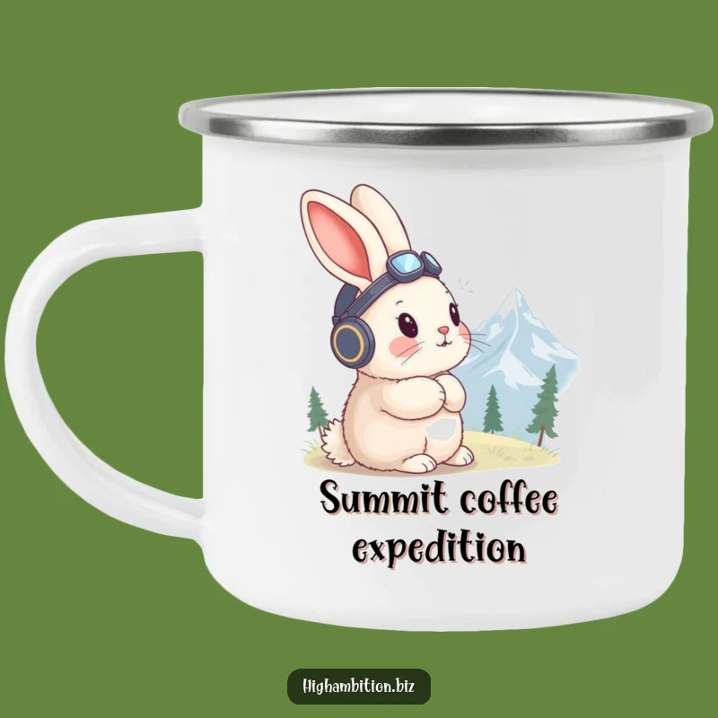 Funny Rabbit Aviator Camping Mug: Mountain Gaze, Adventure Buddy Gift