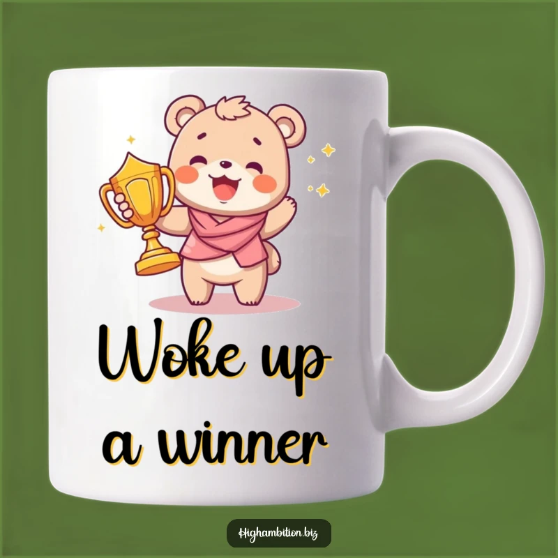 Funny Bear Cub Trophy Mug: Joyful Winner Humor, Perfect Funny Gift Idea