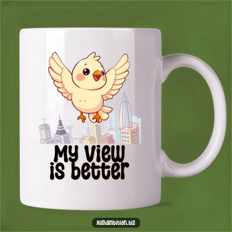 Funny Bird's Eye View Mug: Hilarious Cityscape Flight, Perfect Gift