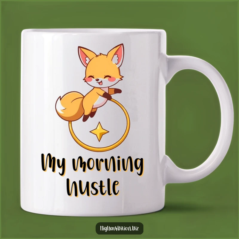 Funny Fox Leaping Hoop Star Mug: Hilarious Animal Design, Perfect Funny Gift Idea