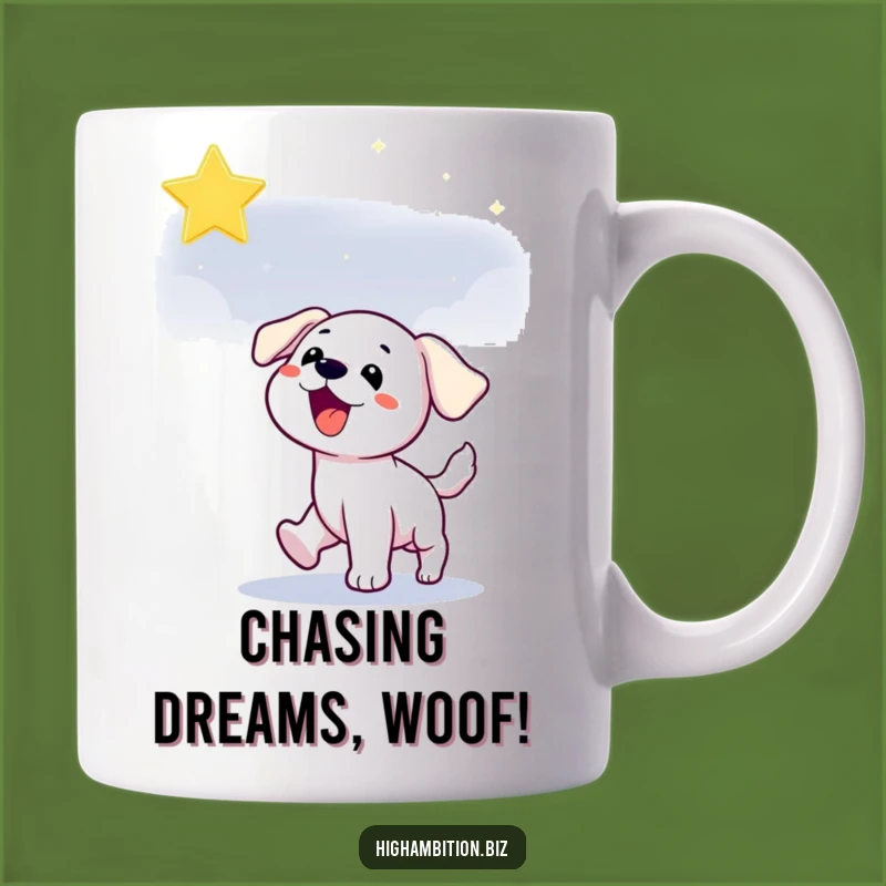 Funny Puppy Star Chase Mug: Hilarious Night Sky Dream, Perfect Gift