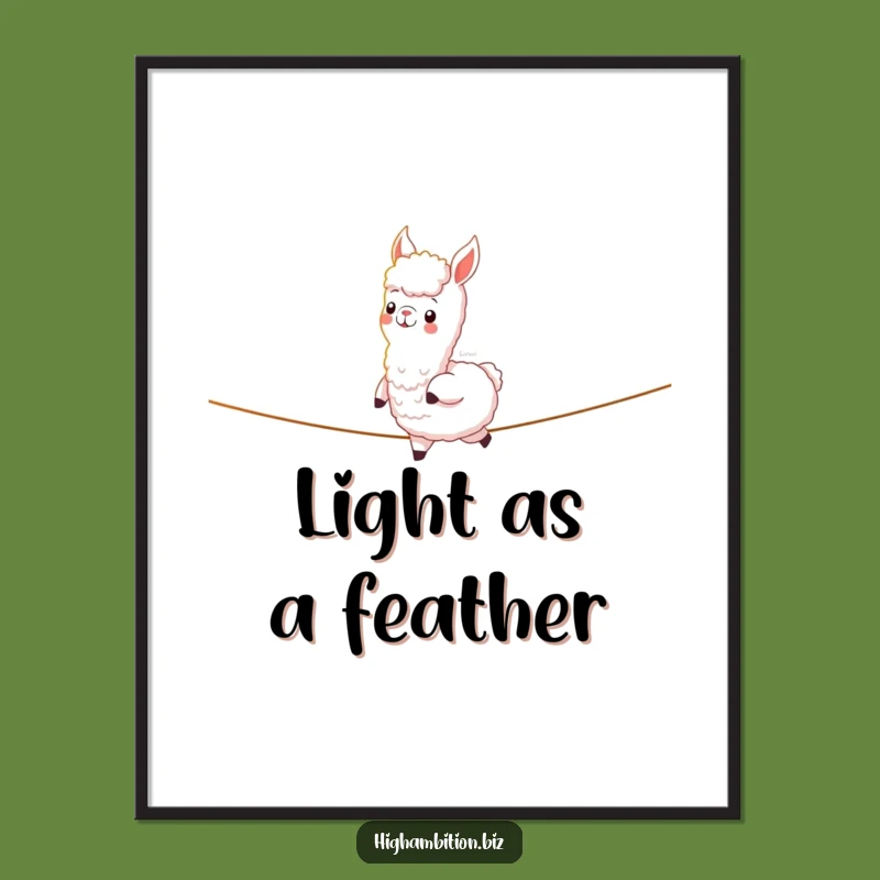 Funny Alpaca Light Tightrope Digital Art: Humorous Confident Animal Print, Funny Gift