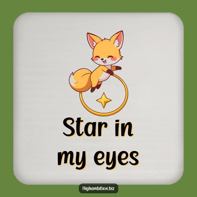 Funny Fox Hoop Star Coaster: Protect Surfaces with Humorous Animal Art, Funny Gift