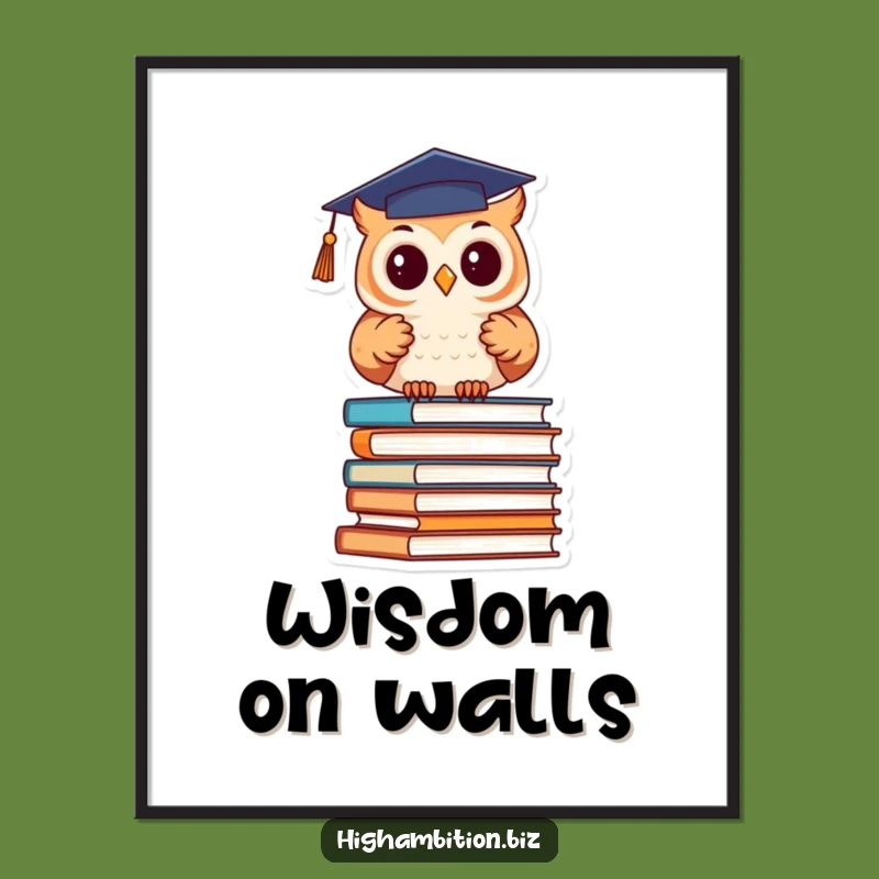 Funny Graduation Owl Books Poster - Humorous Scholar Wall Art Gift
