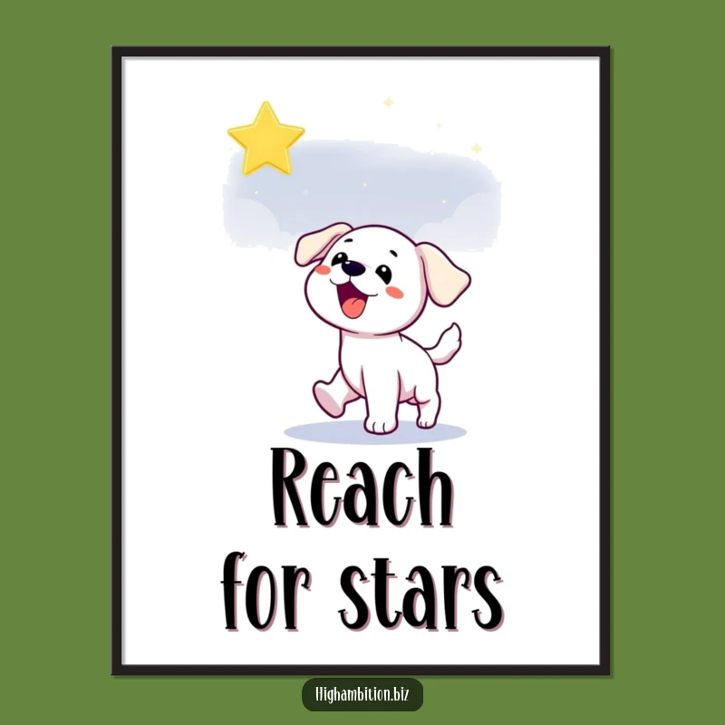 Funny Puppy Star Chase Poster: Hilarious Wall Art for Dreamers