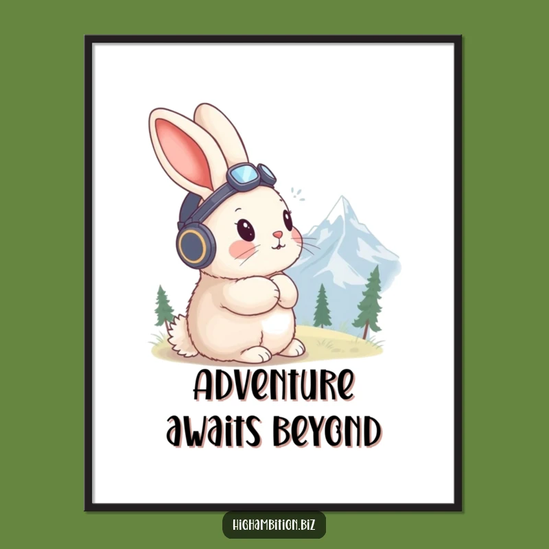 Funny Rabbit Aviator Poster: Mountain Gaze, Inspiring Wall Art Gift