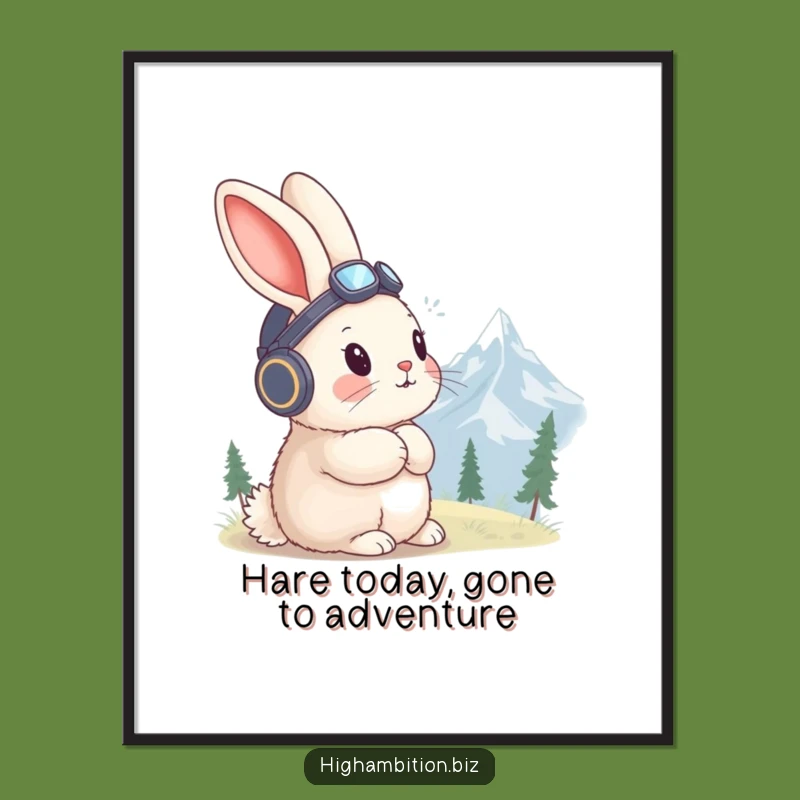 Free Printable Aviator Rabbit Art: Adventure Awaits Downloadable Mountain View Decor!
