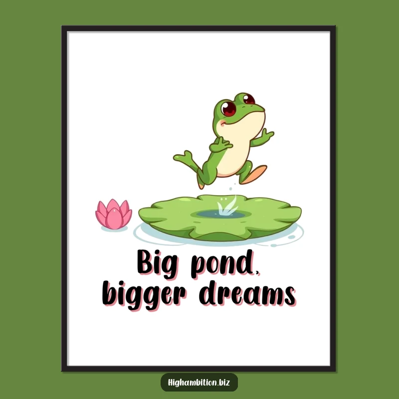 Free Printable Wall Art: Frolicking Frog Lily Pad - Humorous Downloadable Decor Gift
