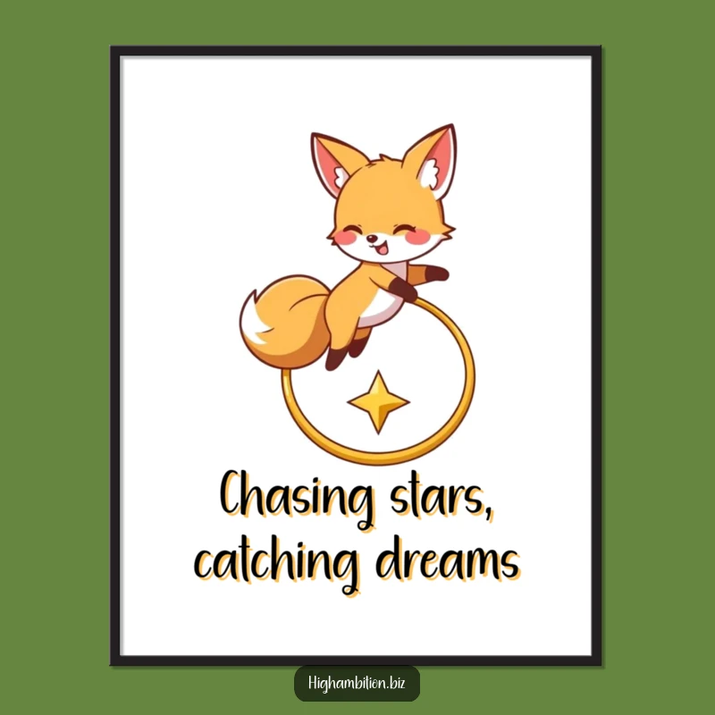 Funny Free Printable Wall Art: Fox Leap Star Chase, Downloadable Whimsy