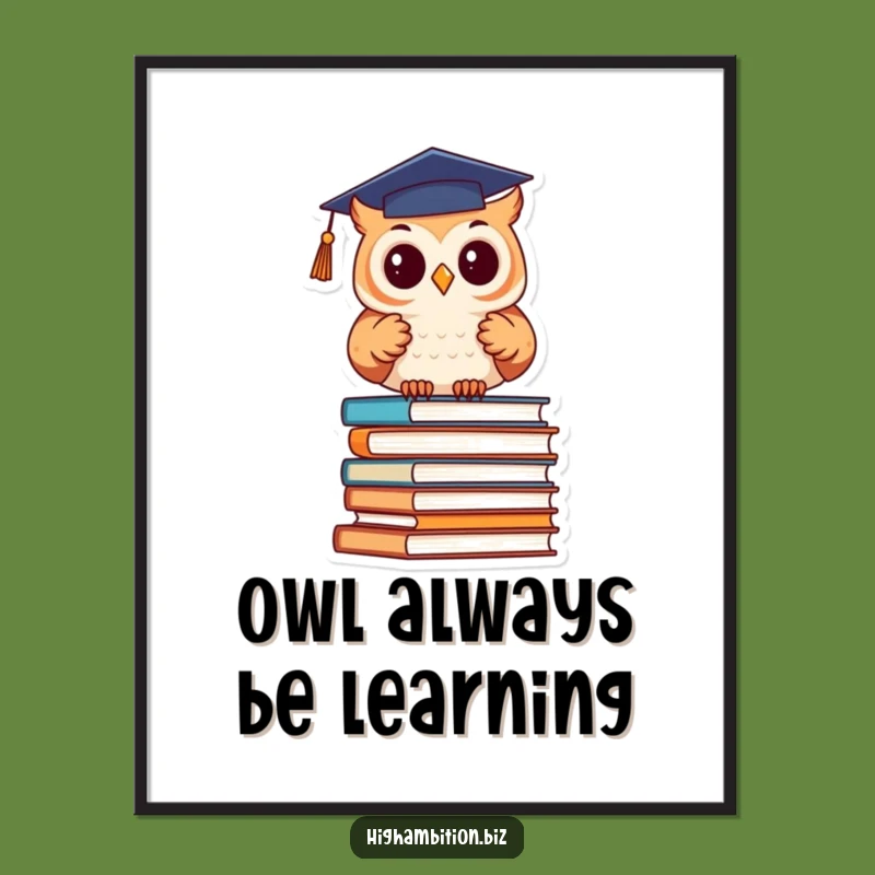 Free Printable Wall Art: Owl Graduation Books Study Decor Download