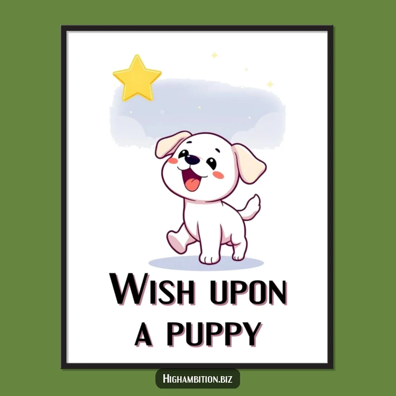 Free Printable Wall Art: Puppy Star Chase - Humorous Downloadable Decor Gift