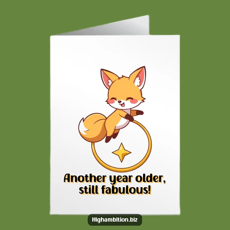 Free Printable Birthday Card: Funny Fox Leap, Star Chase, Downloadable Fun