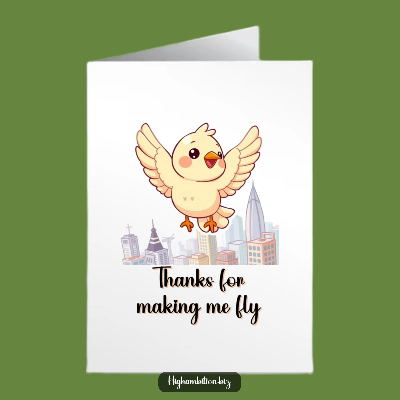 Free Printable Thank You Card: Bird Flies High - Humorous Downloadable Appreciation Gift