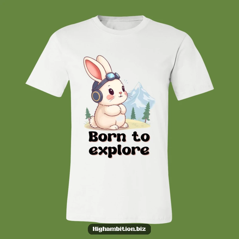 Funny Rabbit Aviator T-Shirt: Mountain Gaze, Adventurous & Comical Wear