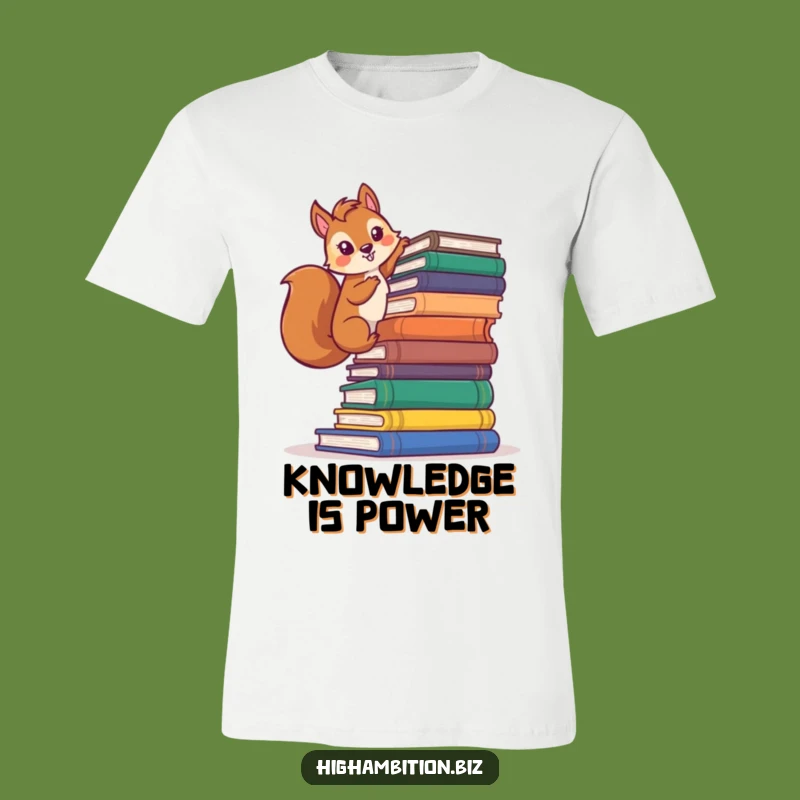 Funny Squirrel Climbing Books T-Shirt: Hilarious Reader Gift for Him
