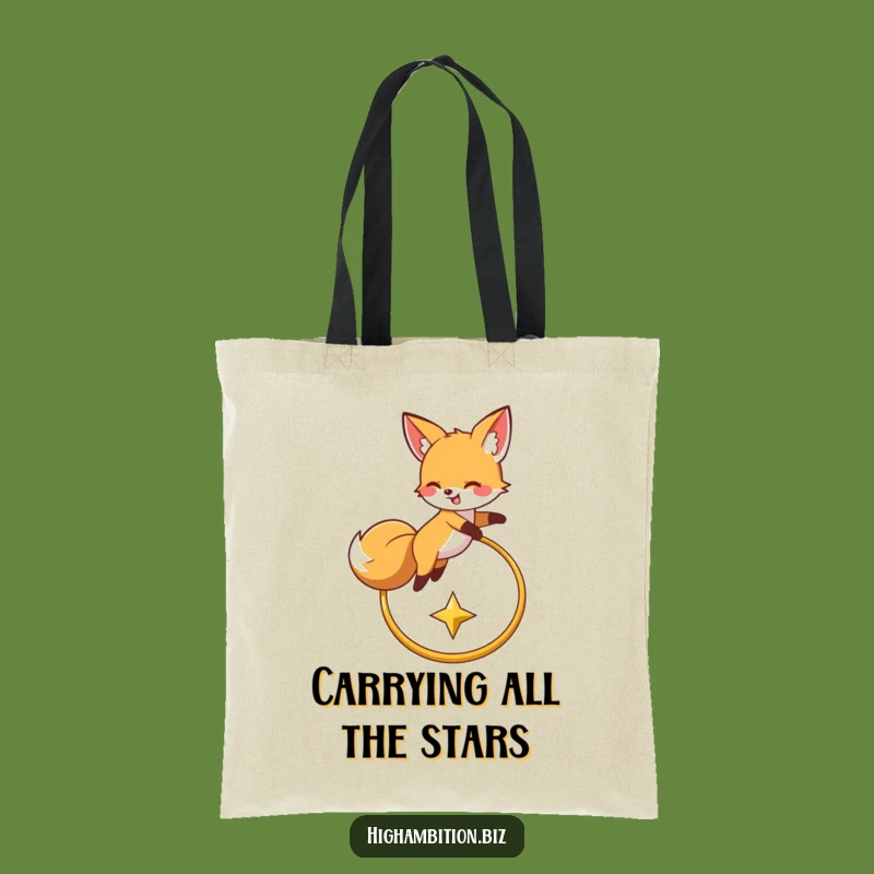Funny Fox Star Chaser Tote Bag: Durable & Humorous Canvas Bag, Perfect Funny Gift
