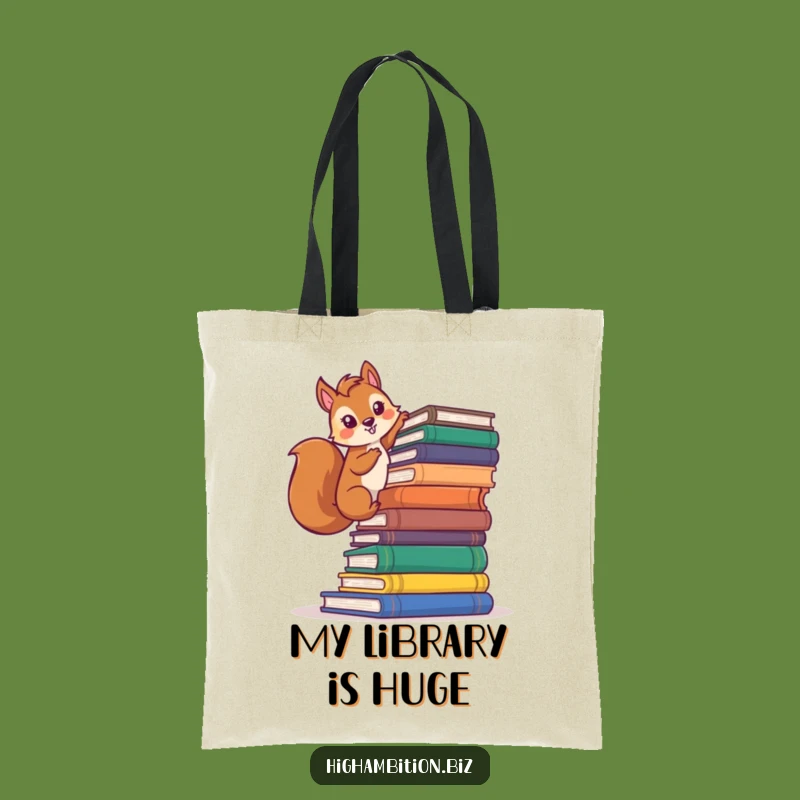 Funny Squirrel Book Stack Tote Bag: Hilarious Accessory for Readers